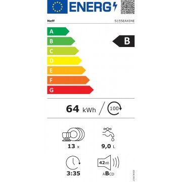 Neff S155EAX04E Πλήρως Εντοιχιζόμενο Πλυντήριο Πιάτων με Wi-Fi για 13 Σερβίτσια Π59.8xY81.5εκ. Neff S155EAX04E Πλήρως Εντοιχιζόμενο Πλυντήριο Πιάτων με Wi-Fi για 13 Σερβίτσια Π59.8xY81.5εκ.